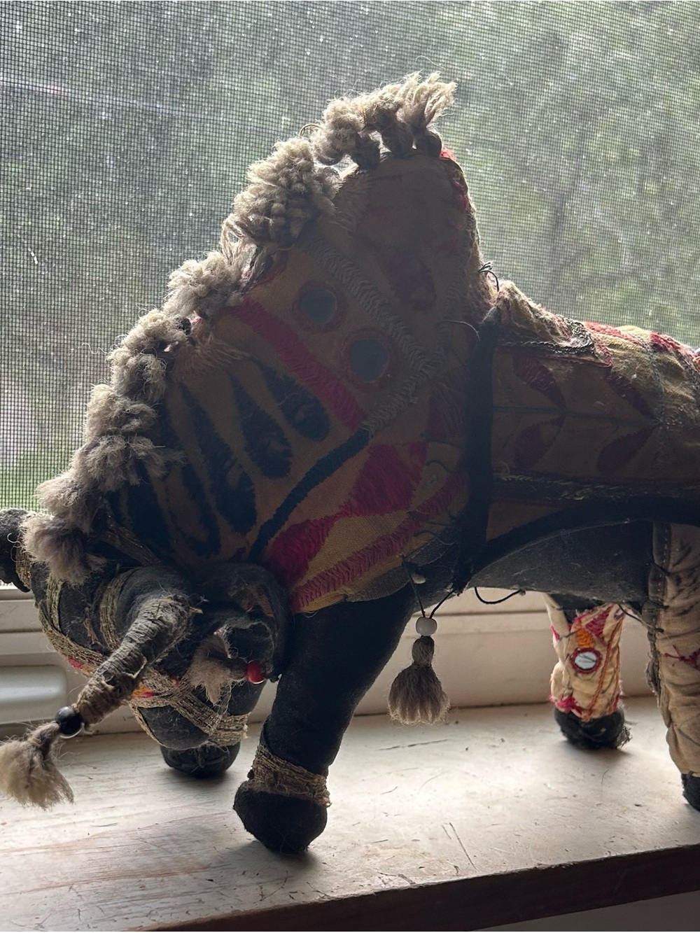 Vintage Handcrafted Decorative Textile Bull - Multicolor